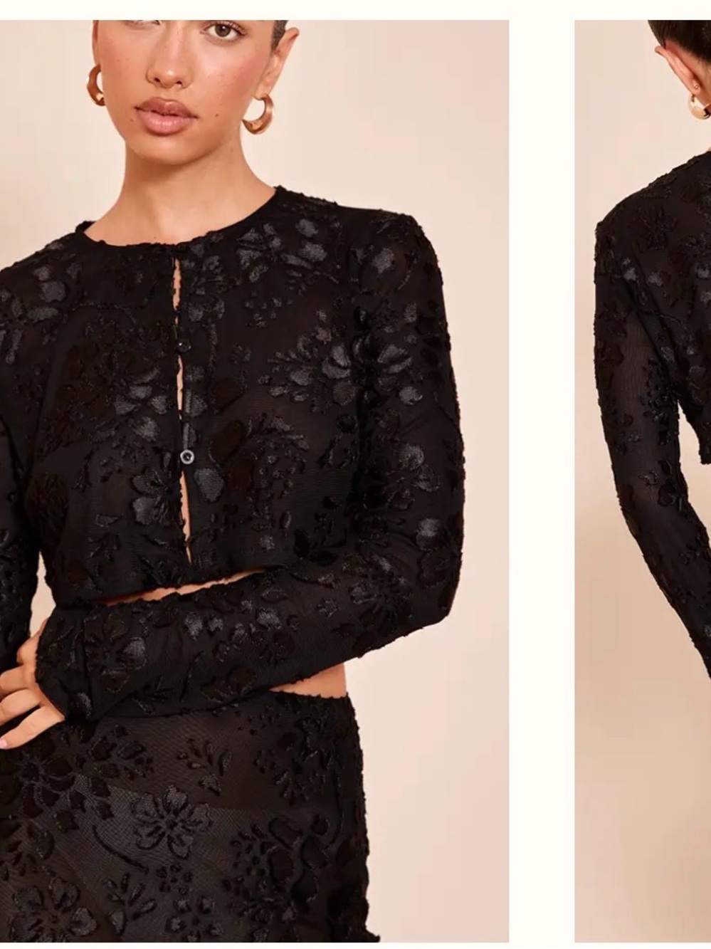 PLT SHEER Floral Crop Pencil skirt Coord set